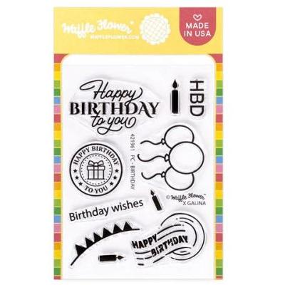 Waffle Flower Stempel - Postage Collage Birthday